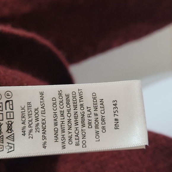 Tahari Burgundy Wool Blend Zip Sweater Jacket XS - Picture 5 of 5